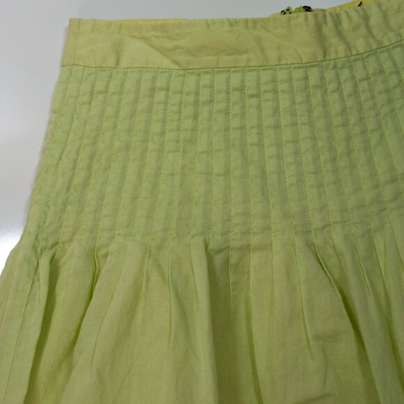 J Crew Pintuck Ribbon Trim Skirt Womens 0 Green A Line Y2K Cottage Core FF03X - Picture 5 of 5
